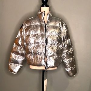 Fabletics silver puffer jacket